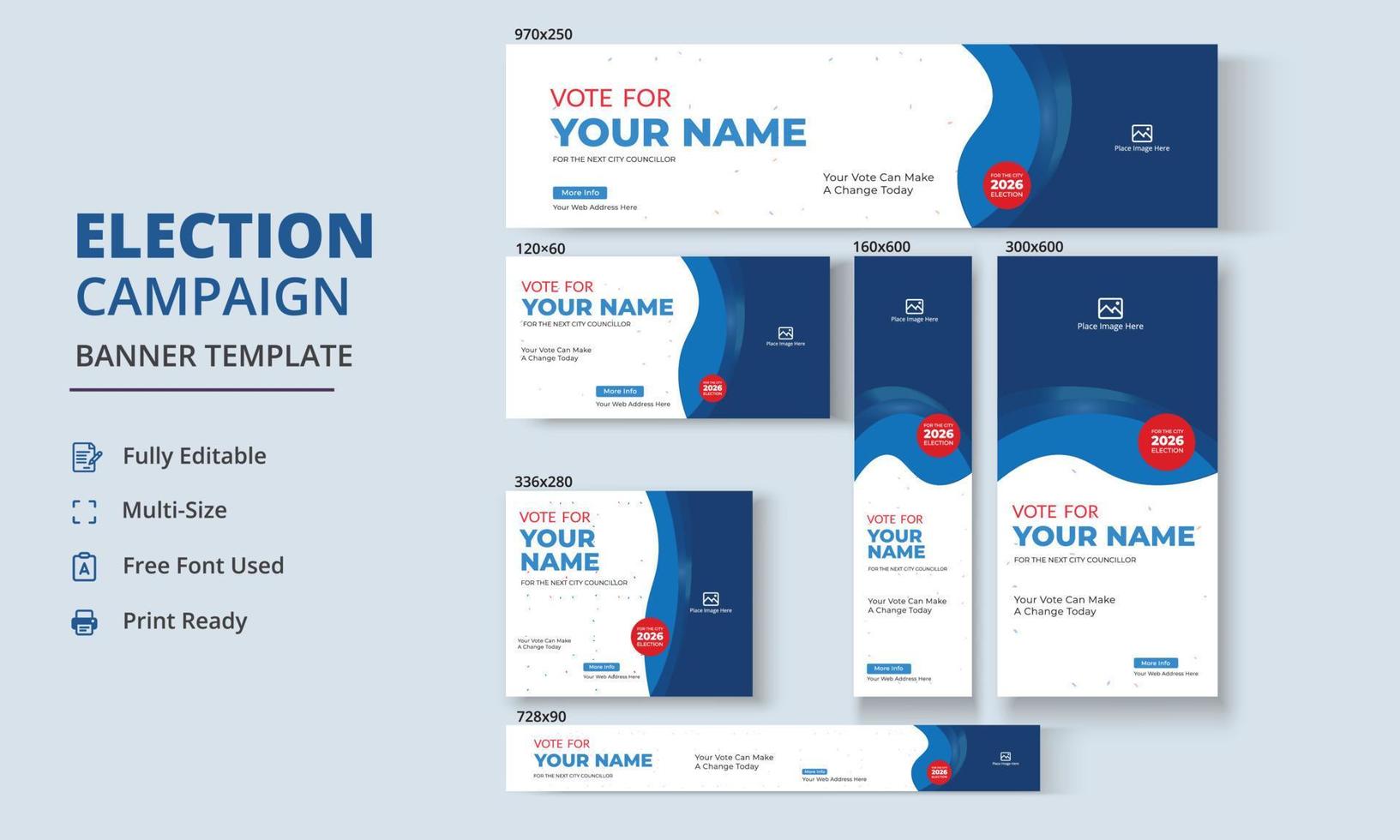 Election Campaign Banner Template, Political Campaign Banner Template, Vote Banner Template, Political Election Poster vector