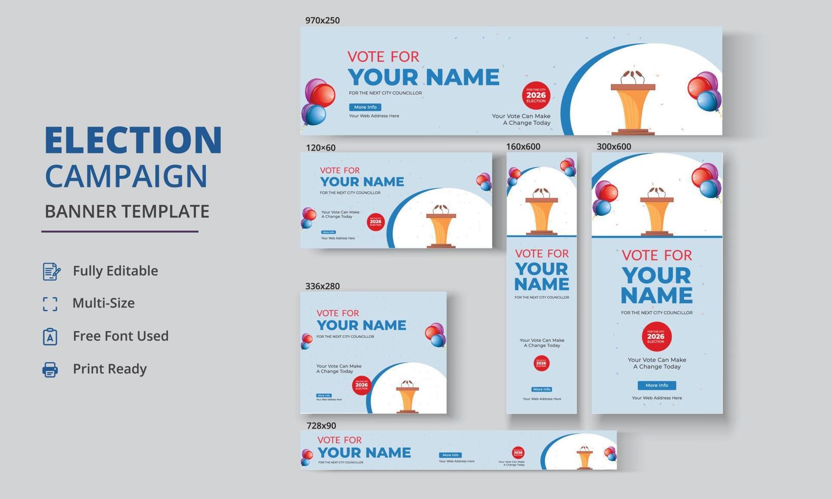 Election Campaign Banner Template, Political Campaign Banner Template, Vote Banner Template, Political Election Poster vector