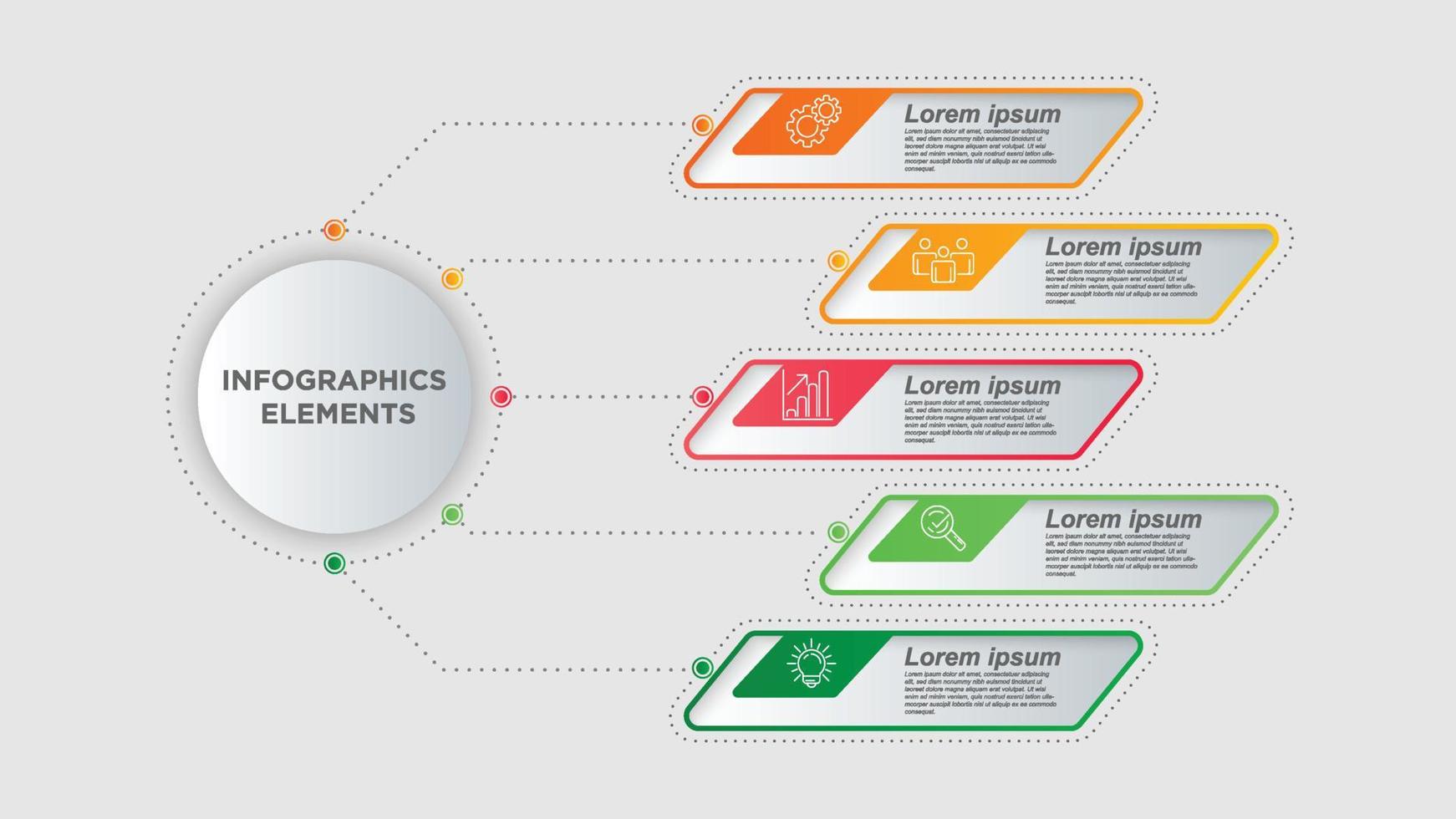 plantilla de infografía empresarial con 5 opciones. para contenido, diagrama, diagrama de flujo, pasos, partes, infografías de línea de tiempo, flujo de trabajo, gráfico. vector