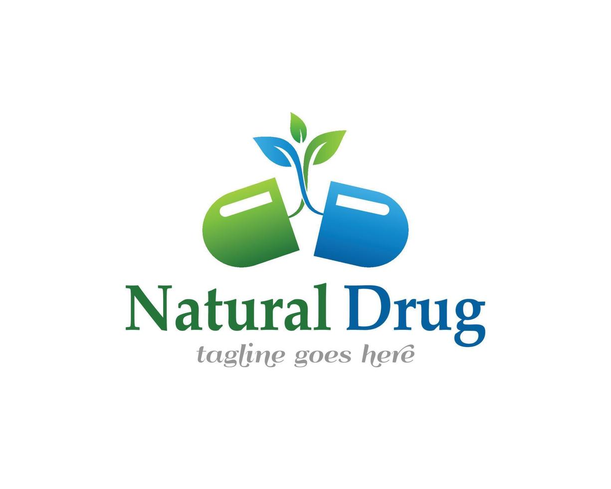 Natural Drug Logo Template. Pharmacy Logo Design Template vector