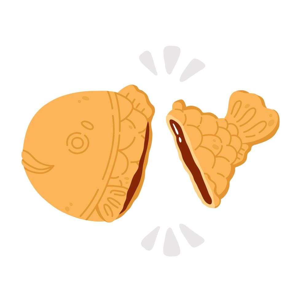 doodle roto comida asiática taiyaki vector