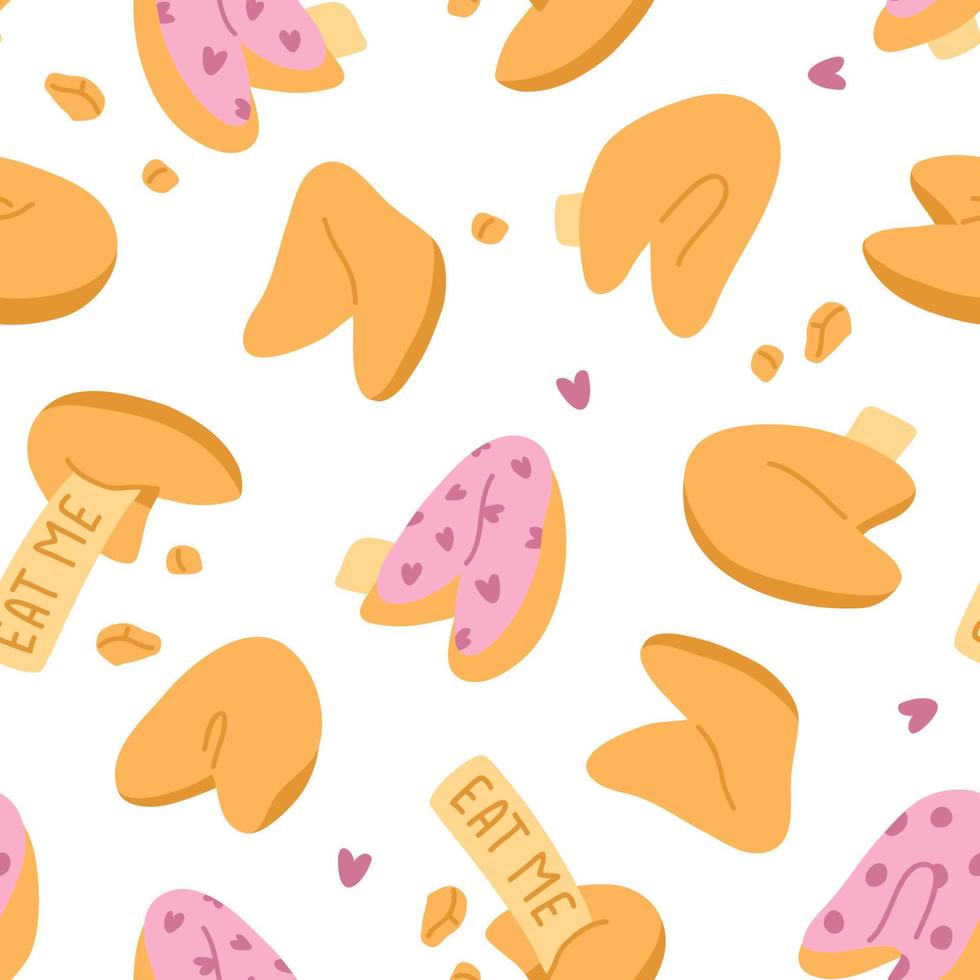 seamless pattern asian food fortune cookies vector