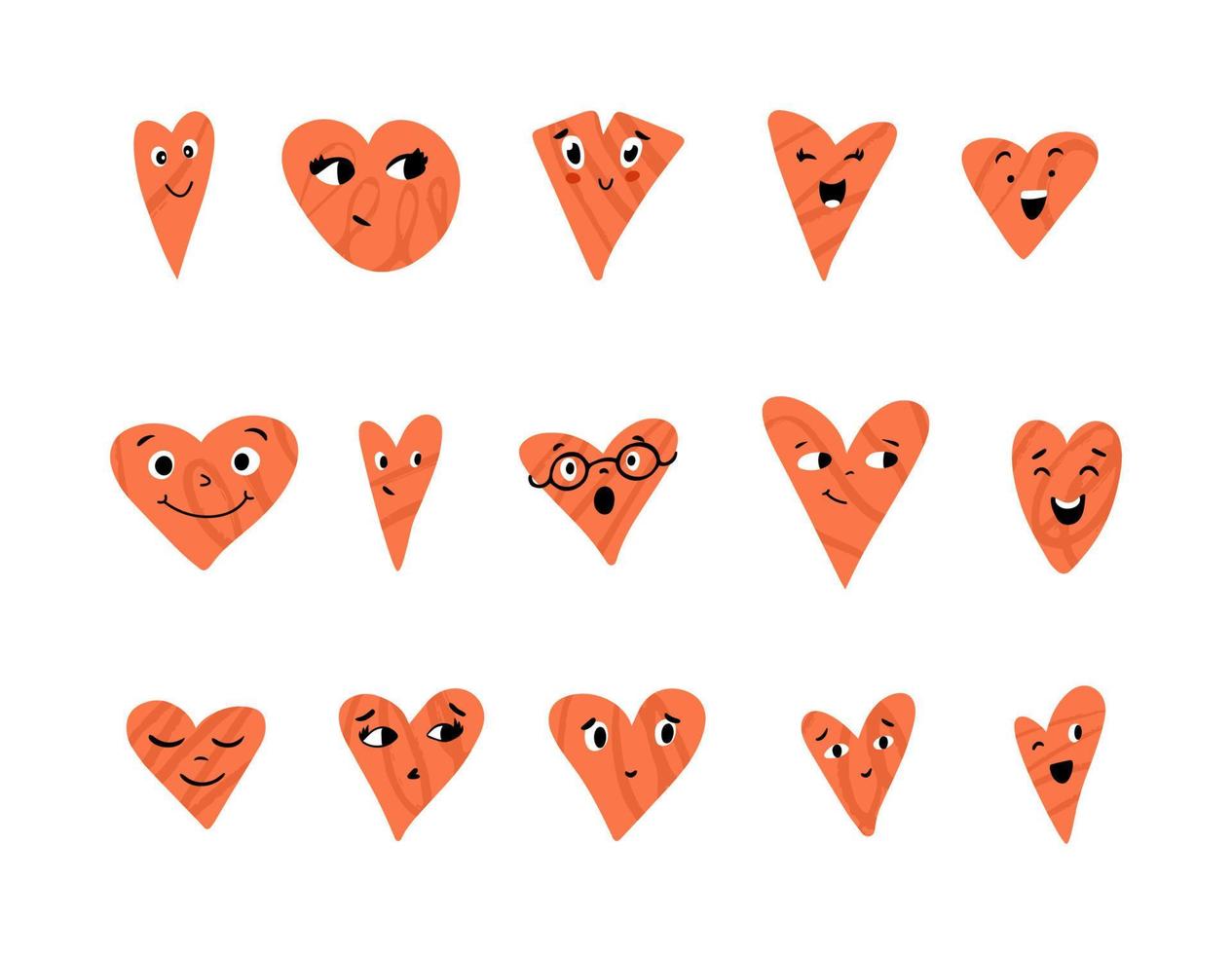 Funny happy heart emoticons vector