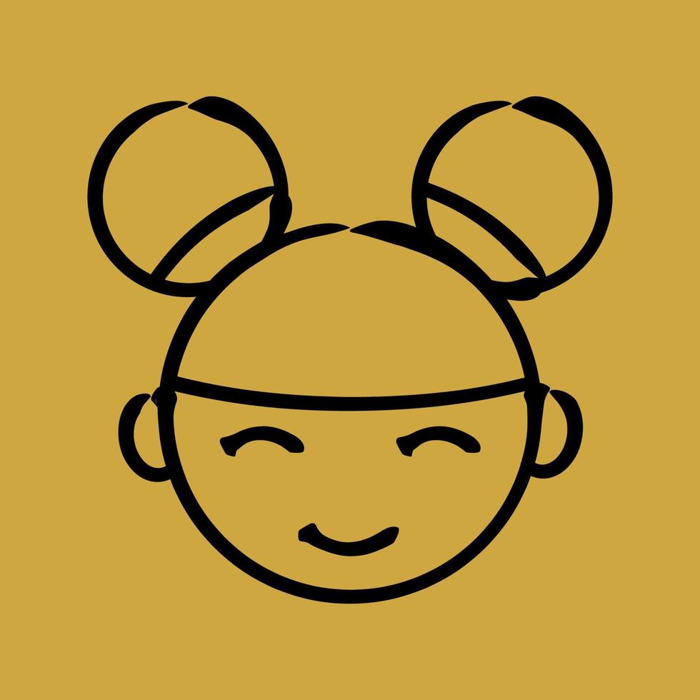 Icon Chinese girl. Chinese New Year celebration elements. Icons in hand drawn style. Good for prints, posters, logo, party decoration, greeting card, etc. vector