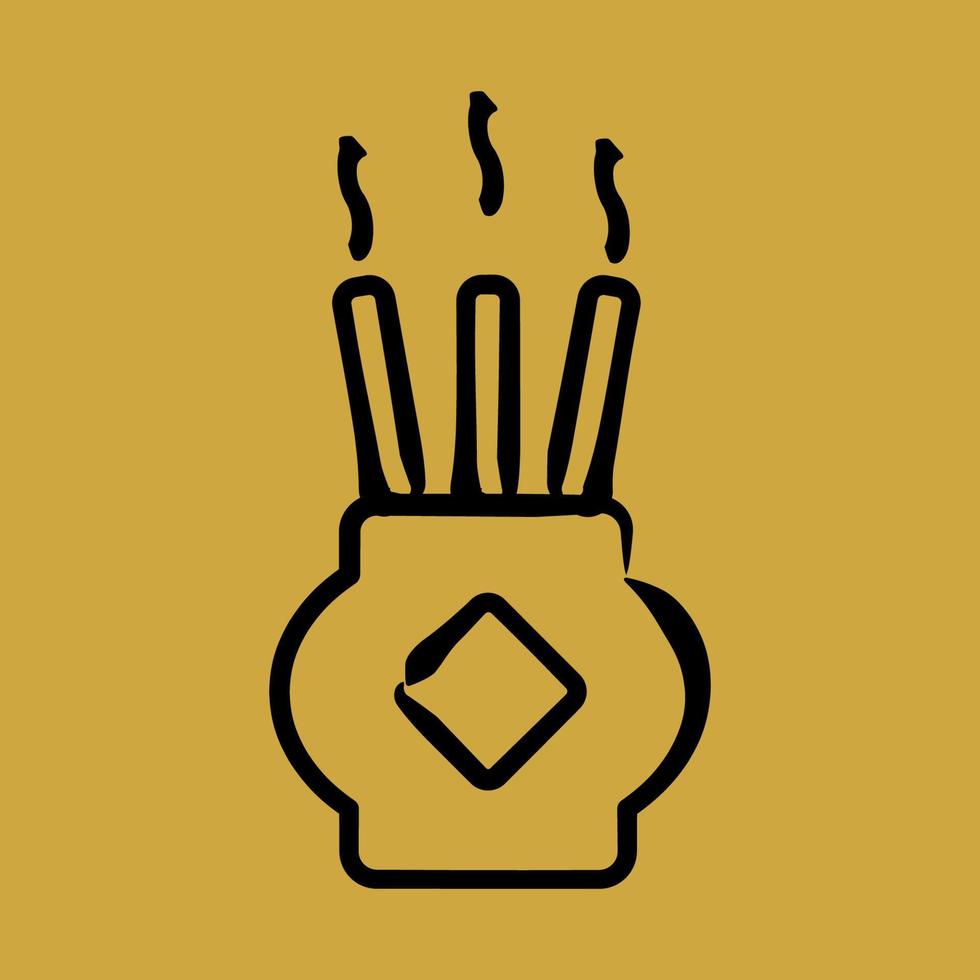 incensario de iconos. elementos de celebración del año nuevo chino. iconos en estilo dibujado a mano. bueno para impresiones, carteles, logotipos, decoración de fiestas, tarjetas de felicitación, etc. vector