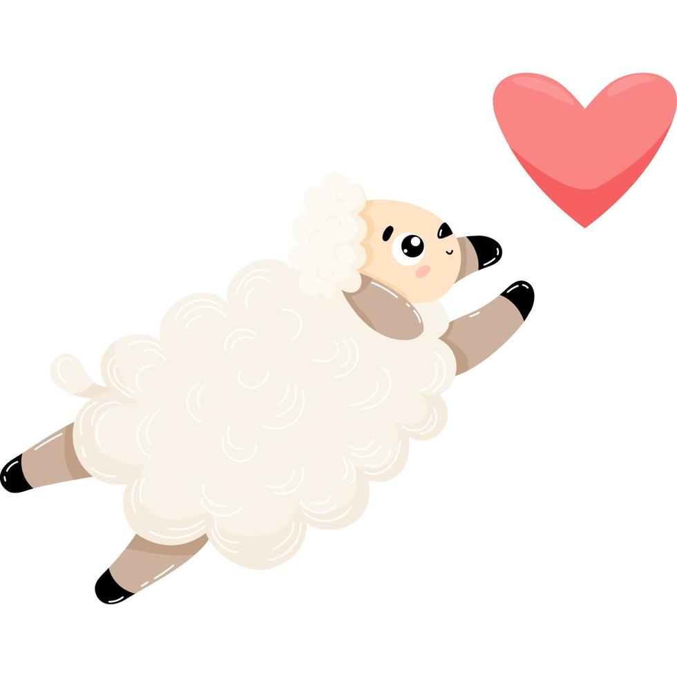 cute sheep and heart vector