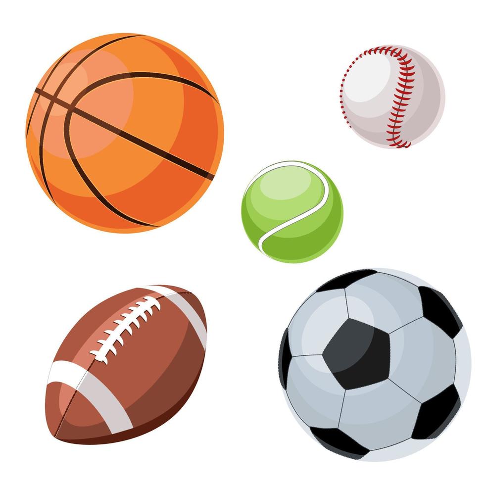 juego de diferentes bolas deportivas en técnica plana vector