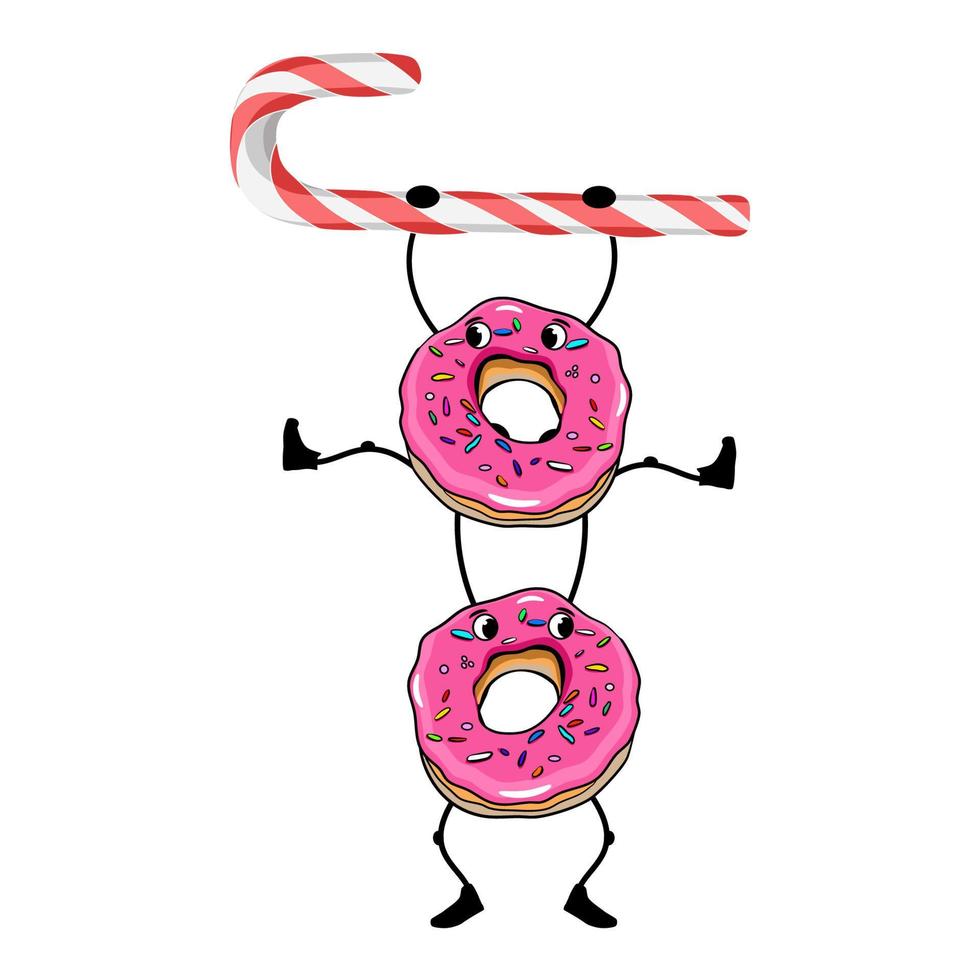 Hanging donuts characters design vector