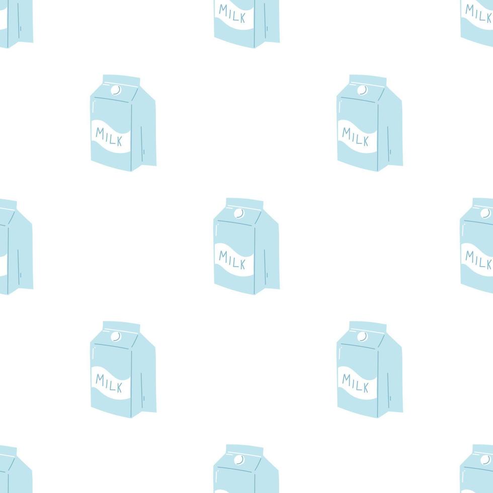 Seamless pattern with carton of milk. Vector background of dairy product in cartoon flat style
