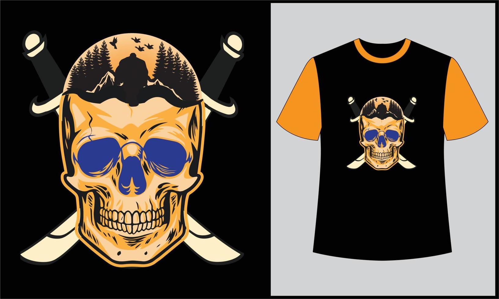skull vector adventure maountains illustration t shirt design