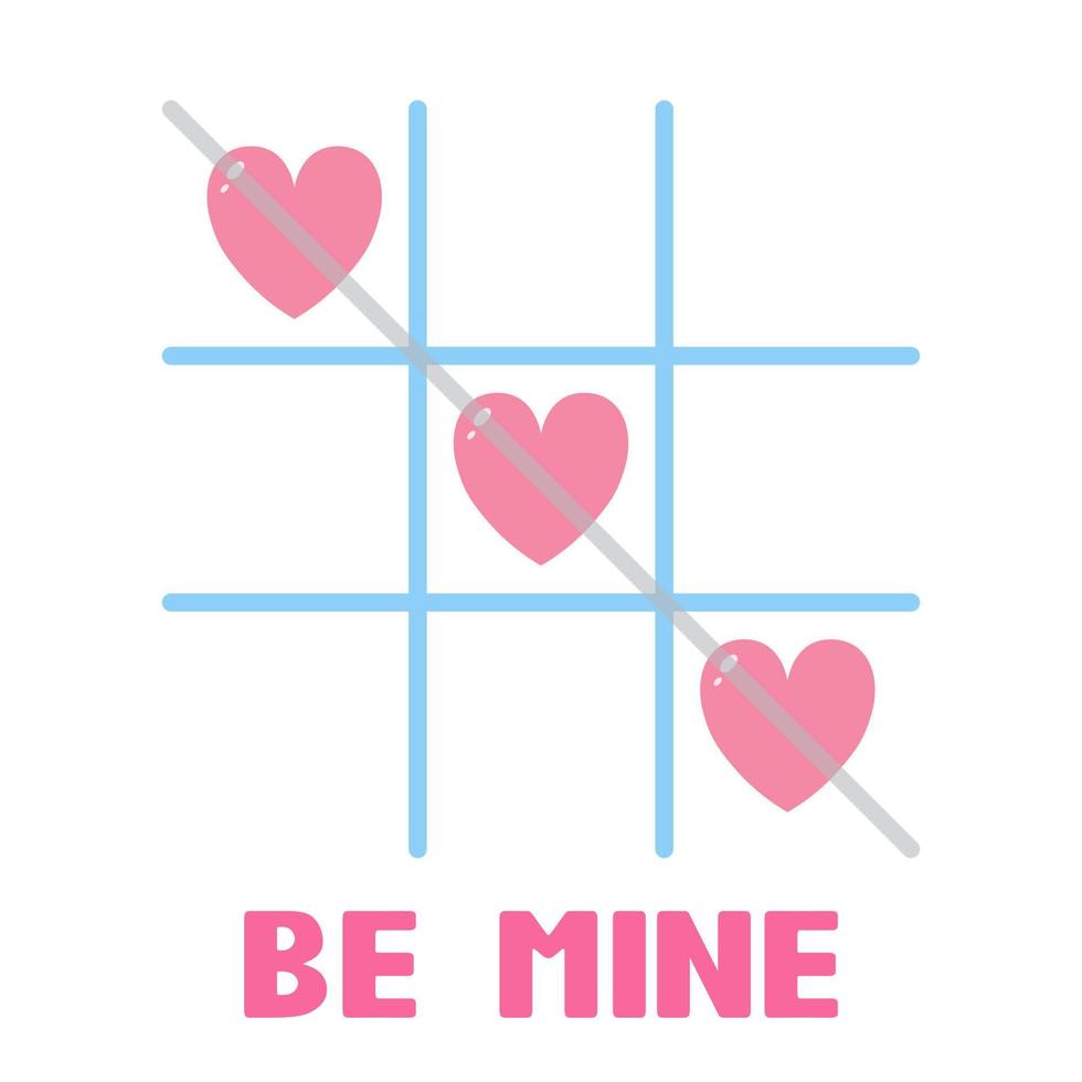 Tic tac toe game with hearts. Happy Valentine's day concept. Be mine. Love card. vector