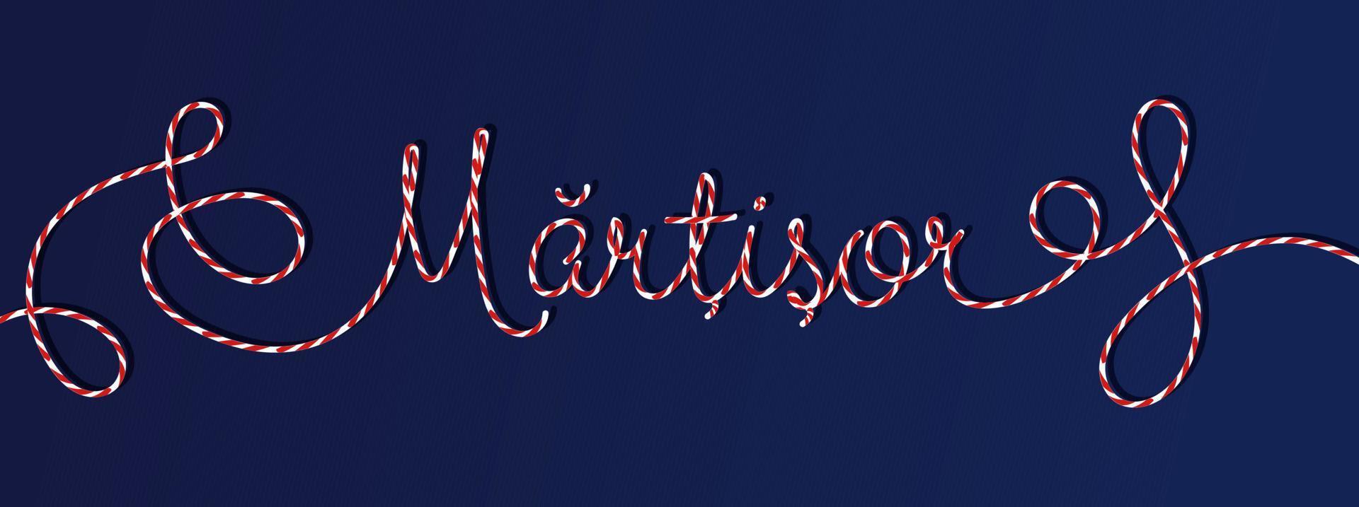 Martisor lettering with striped string vector illustration
