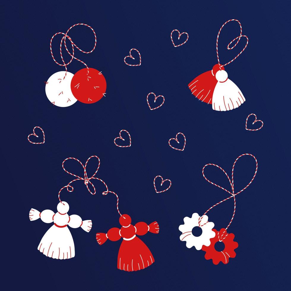 Martisor set of symbols of spring vector illustration