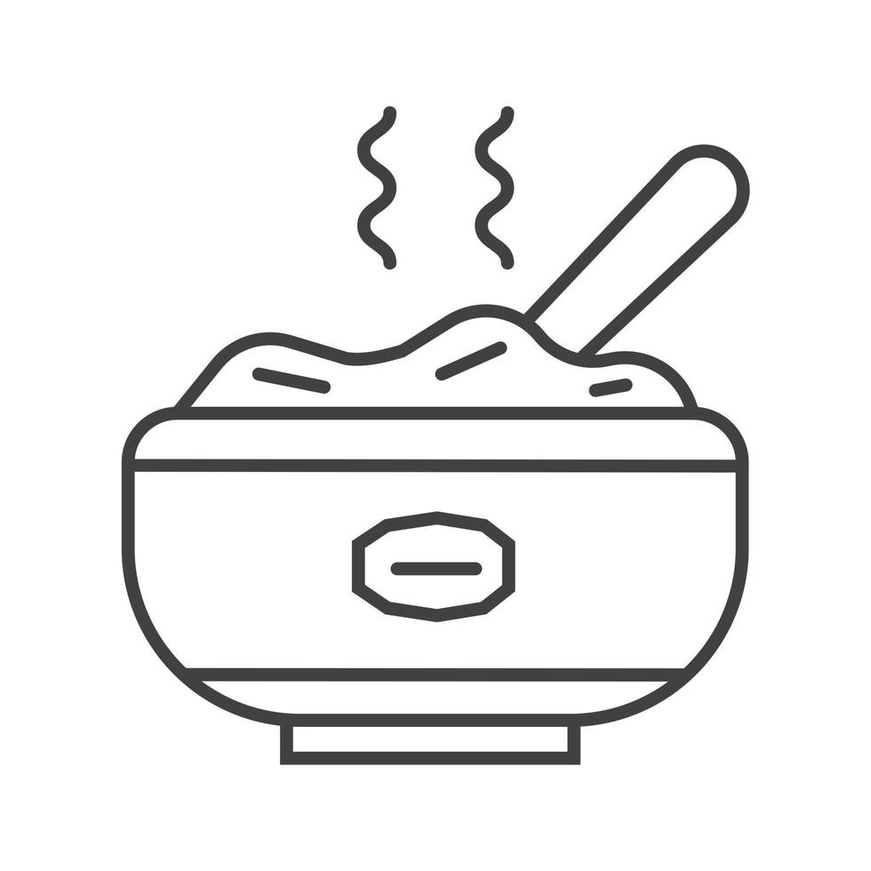 icono de gachas de avena en estilo de esquema. papilla en olla, símbolo de placa. cocina de cereales de avena y desayuno rápido vector