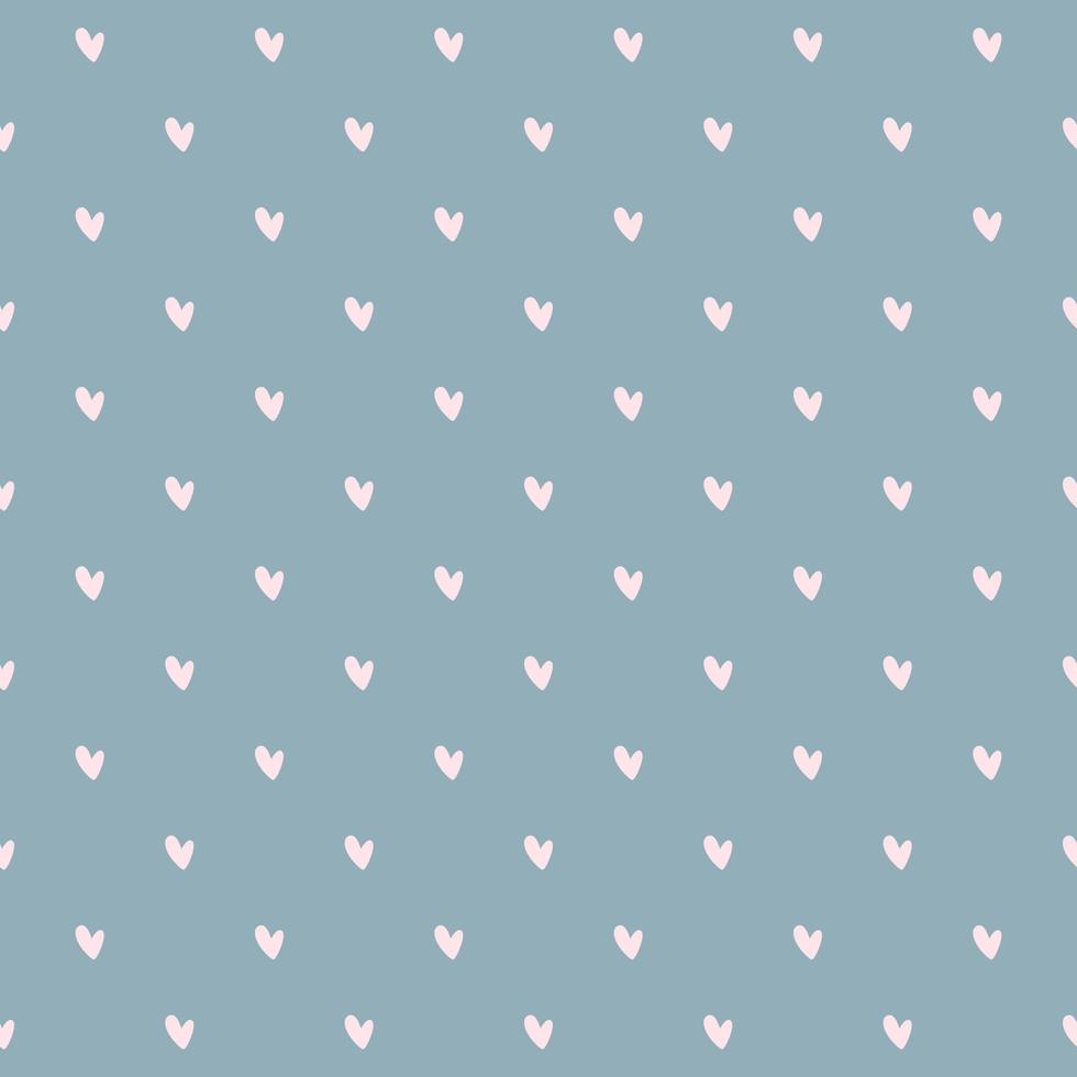 Hearts pattern. Endless ornament with pink hearts on blue background. Romantic print. Vector illustration in soft colors.