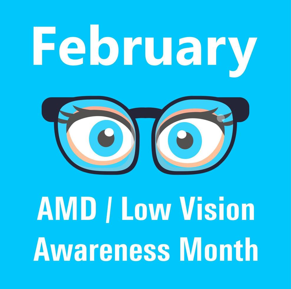 AMD, Low vision awareness month event is celebrated in February. Medical ophthalmologist eyesight check up concept vector. vector