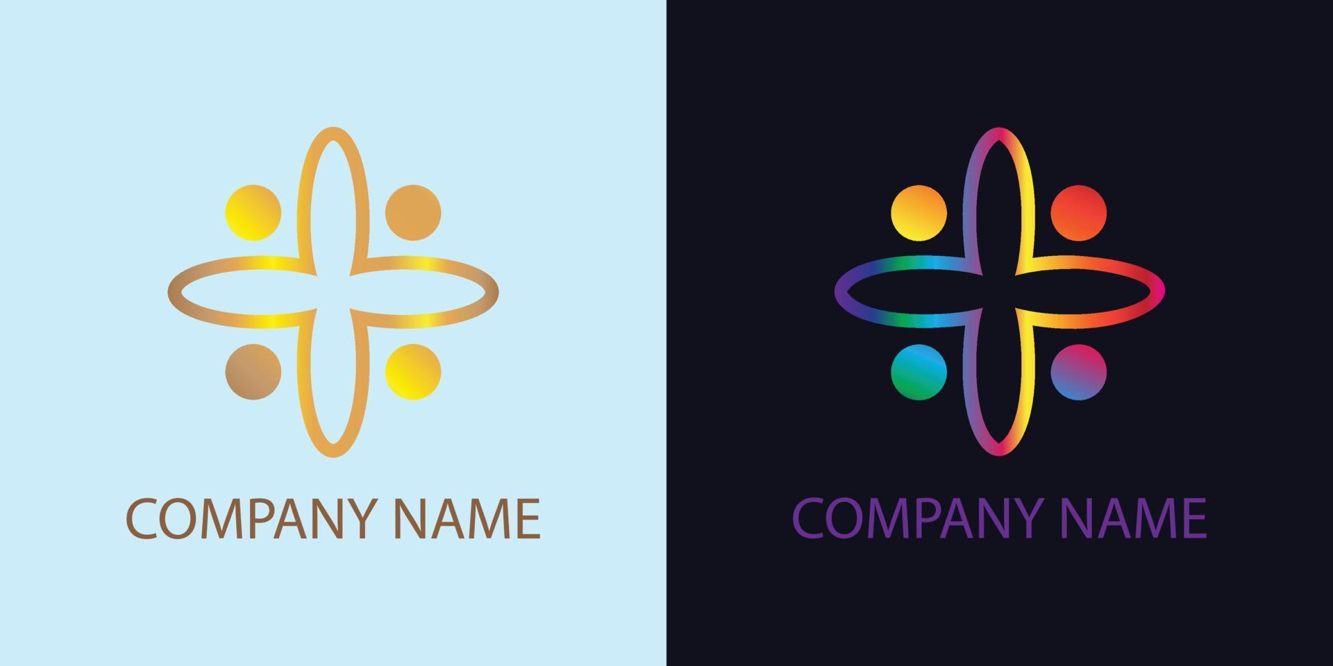 luxury flower logo golden color and colorful flower vector