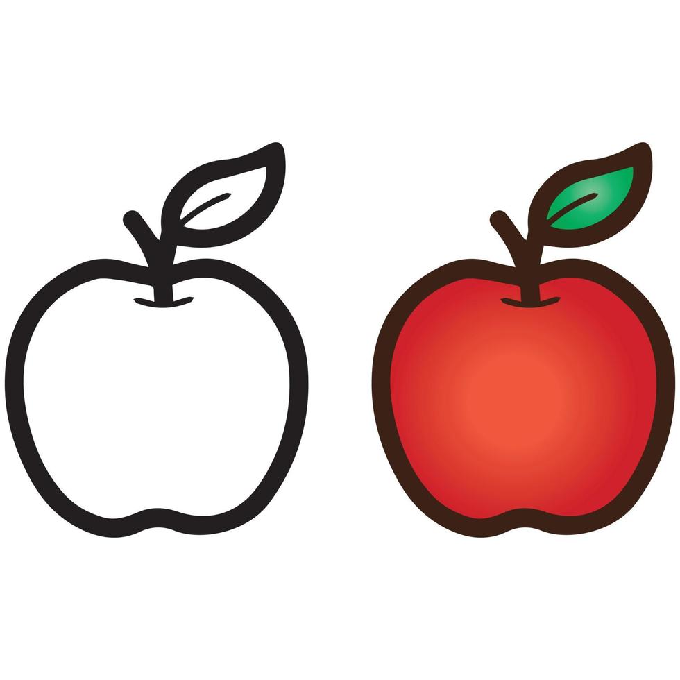 Fresh apple and silhouette on white background Free Apple Fruit Vector