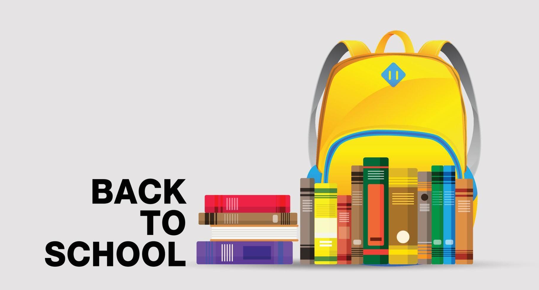 Back to school, school bag on background, Education Concept, Vector illustration