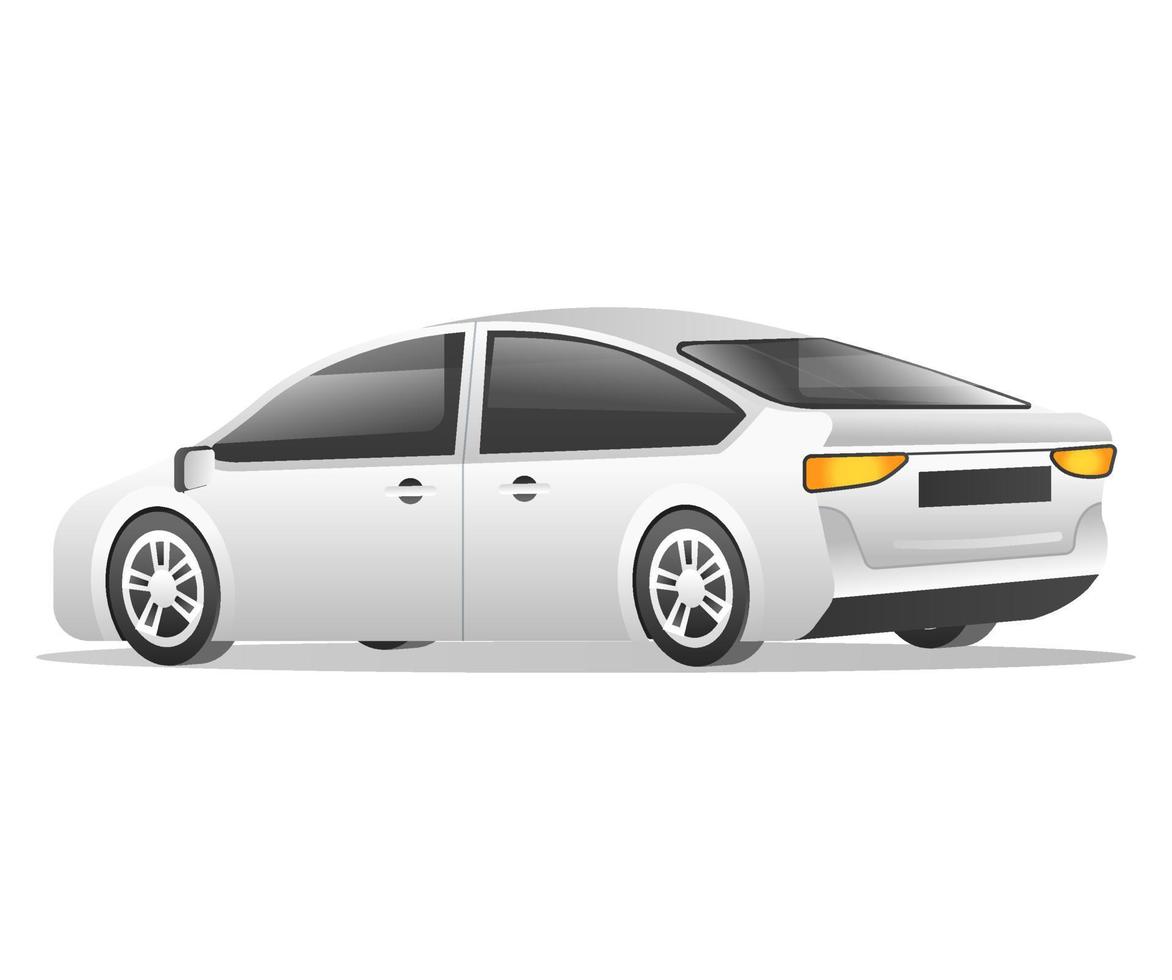 Isometric flat 3d concept illustration of luxury sedan car model character back view vector