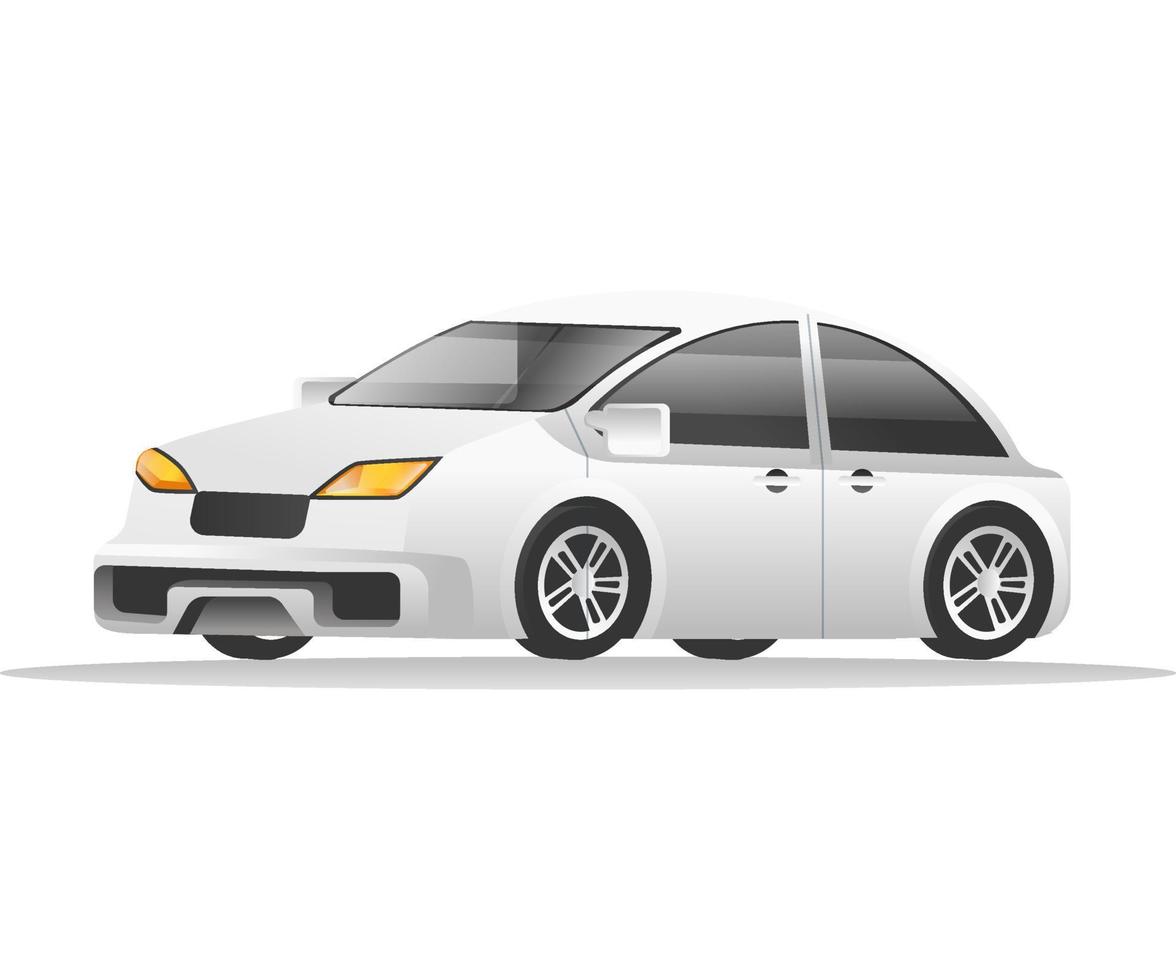 Isometric flat 3d concept illustration of silver white luxury car model character vector