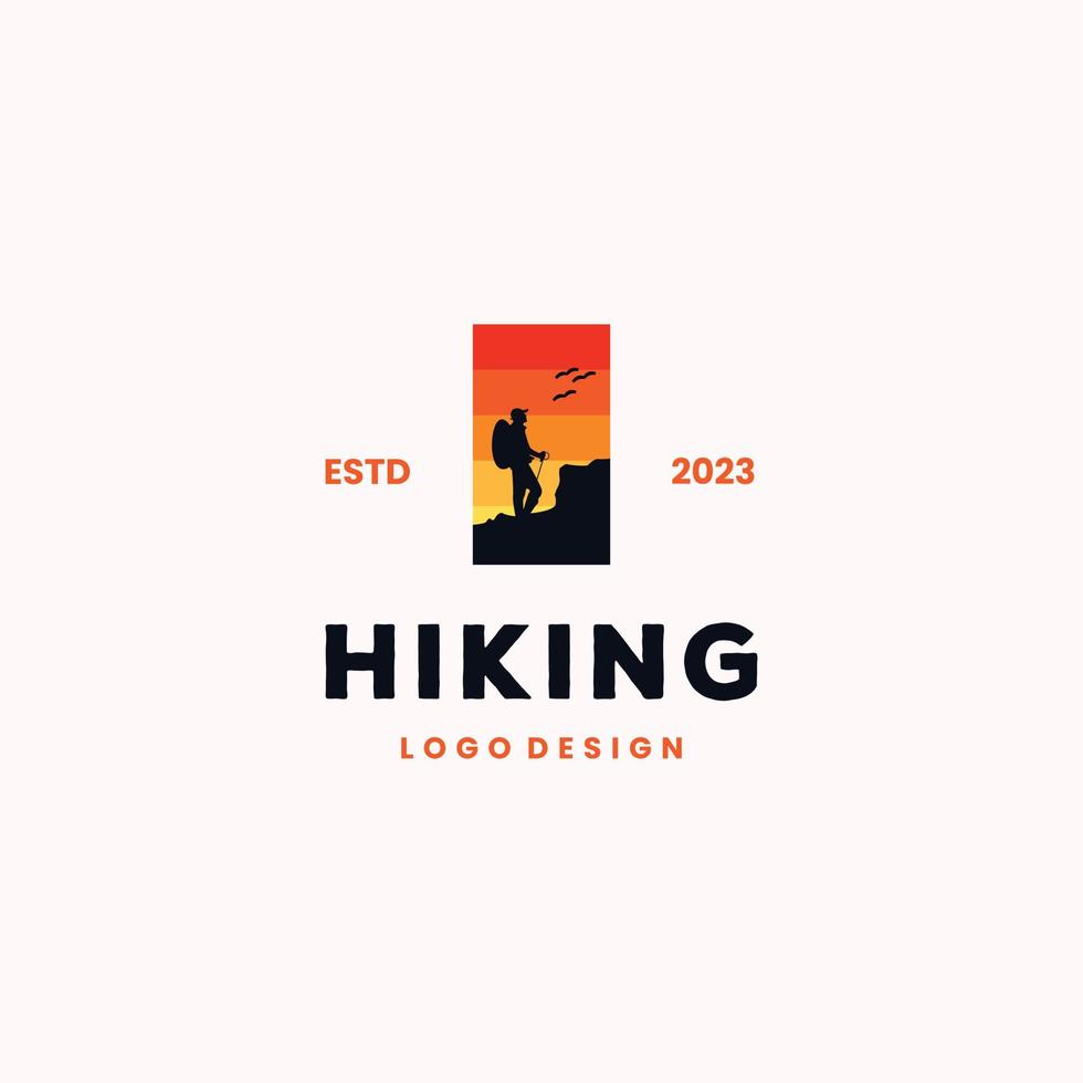 hiking logo design vintage retro concept vector
