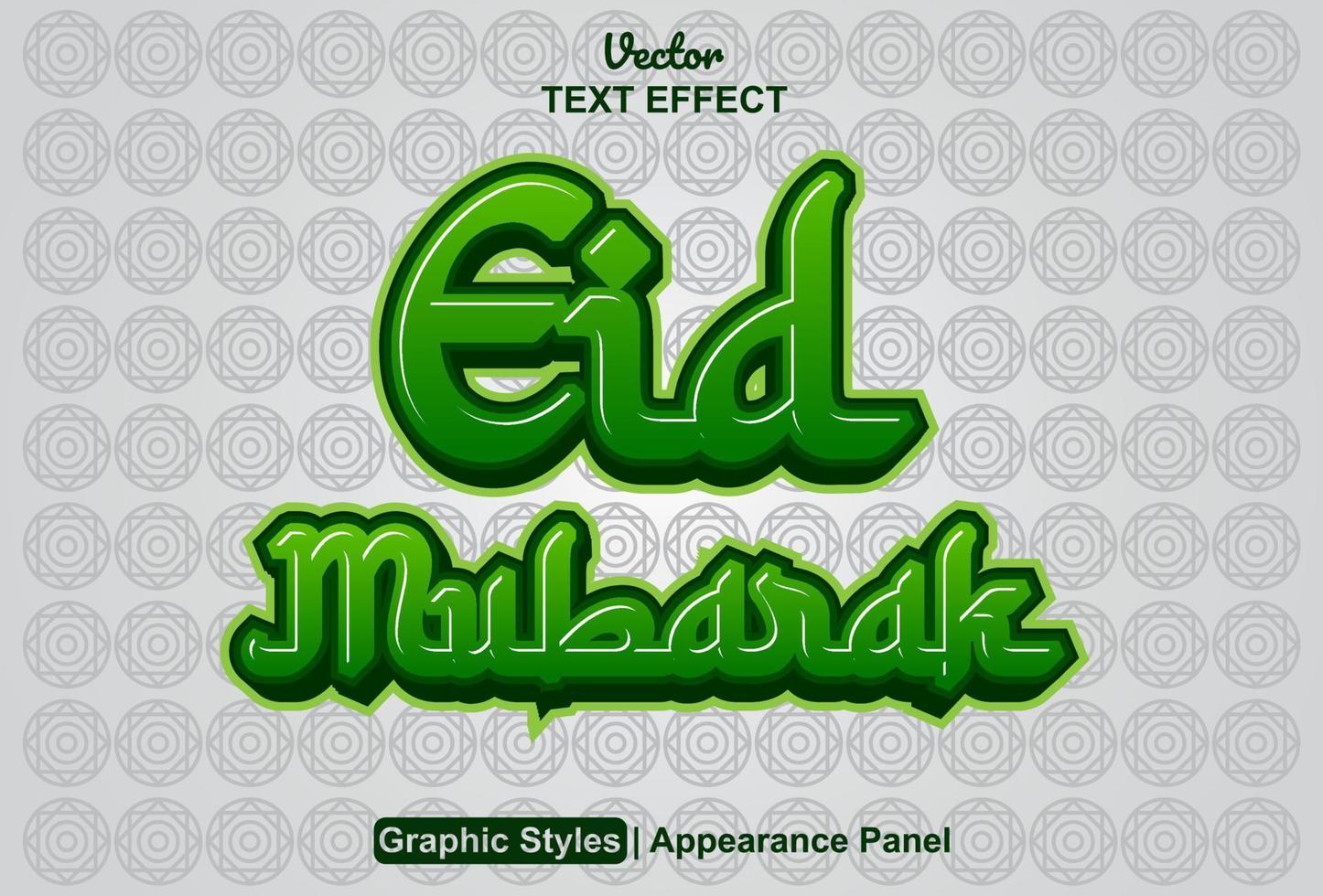 efecto de texto eid mubarak con estilo gráfico y editable. vector