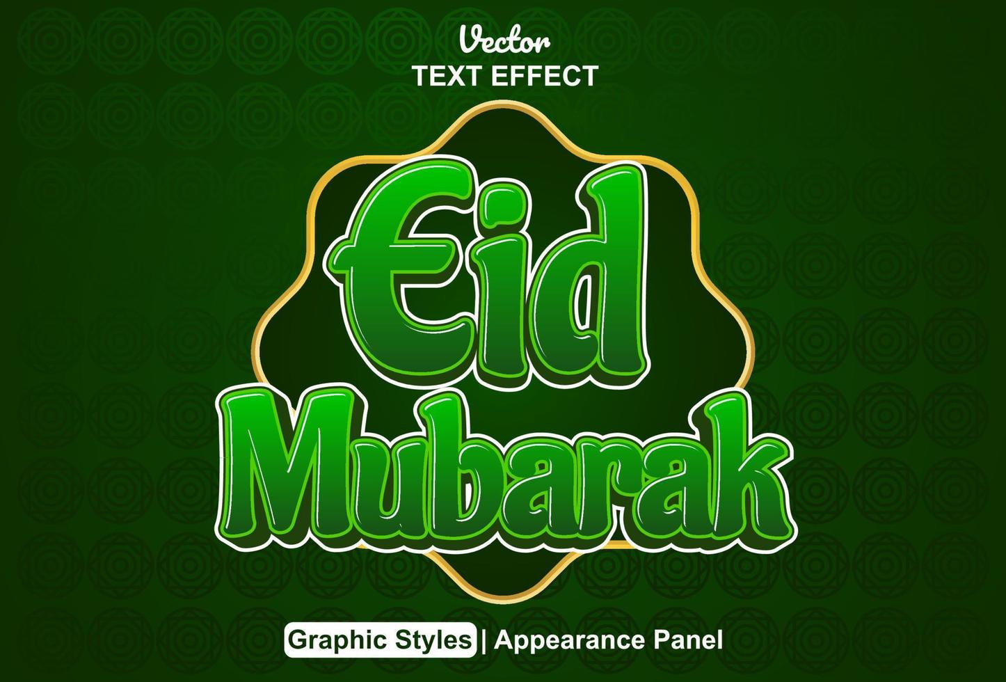 eid mubarak text effect with graphic style and editable. vector