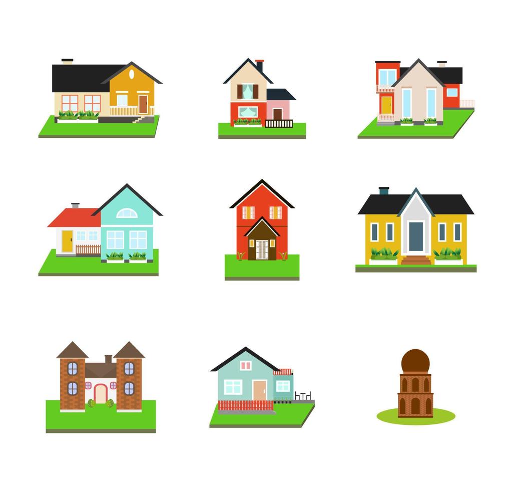 vector casa iconos conjunto colección diseño plano stock color casas