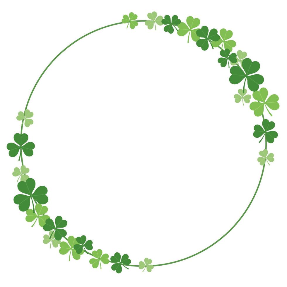 Vector Round Clover Frame Illustration For St. Patricks Day Isolated On A White Background With Text Space.