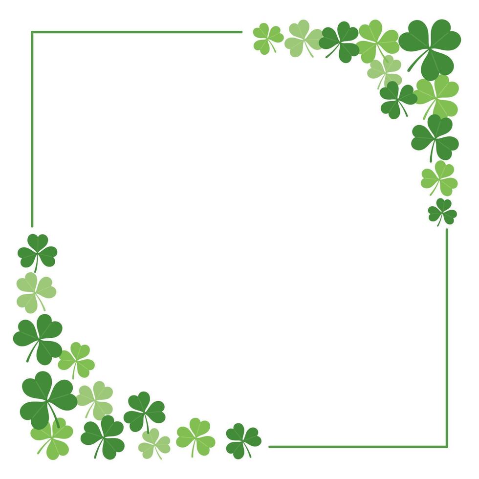 Vector Square Clover Frame Illustration For St. Patricks Day Isolated On A White Background With Text Space.