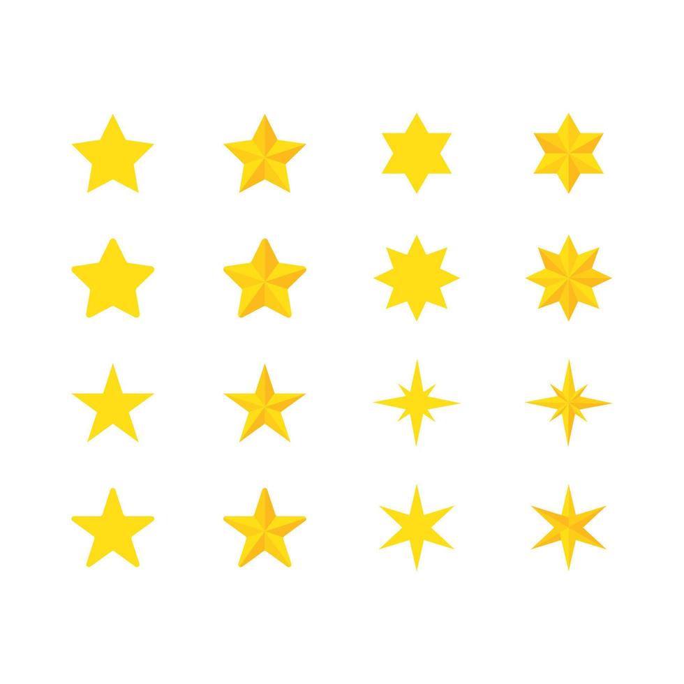 collection of yellow star icons vector