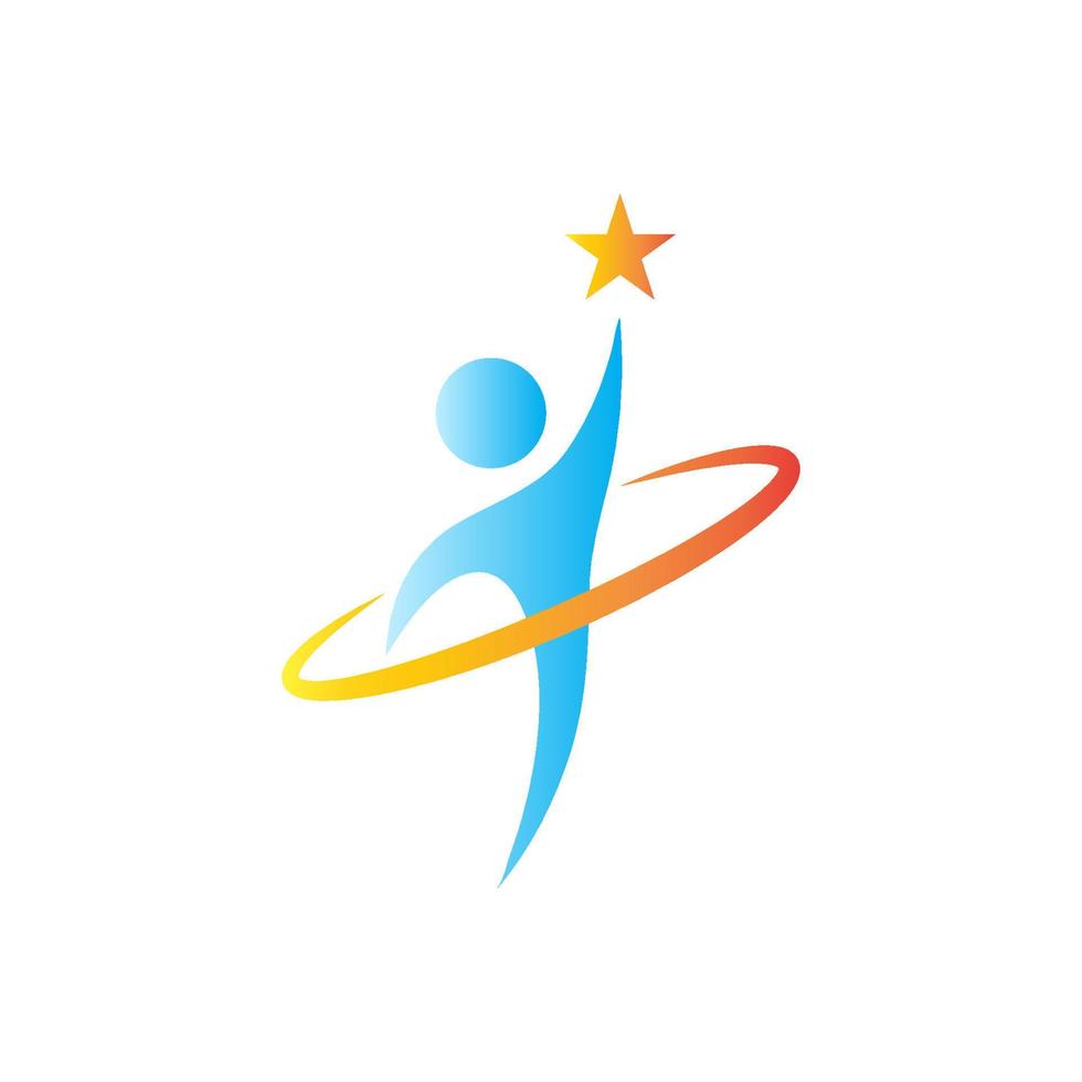 abstract logos of people reaching for stars, reach dreams vector