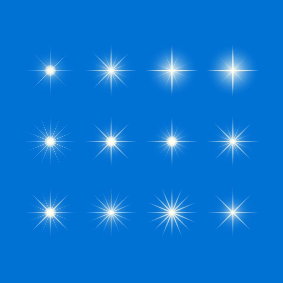 diseño vectorial una colección de estrellas que brillan intensamente aisladas vector