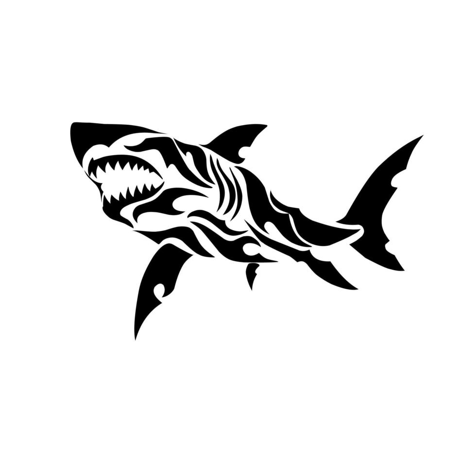 illustration vector graphic of tribal great white shark clipart
