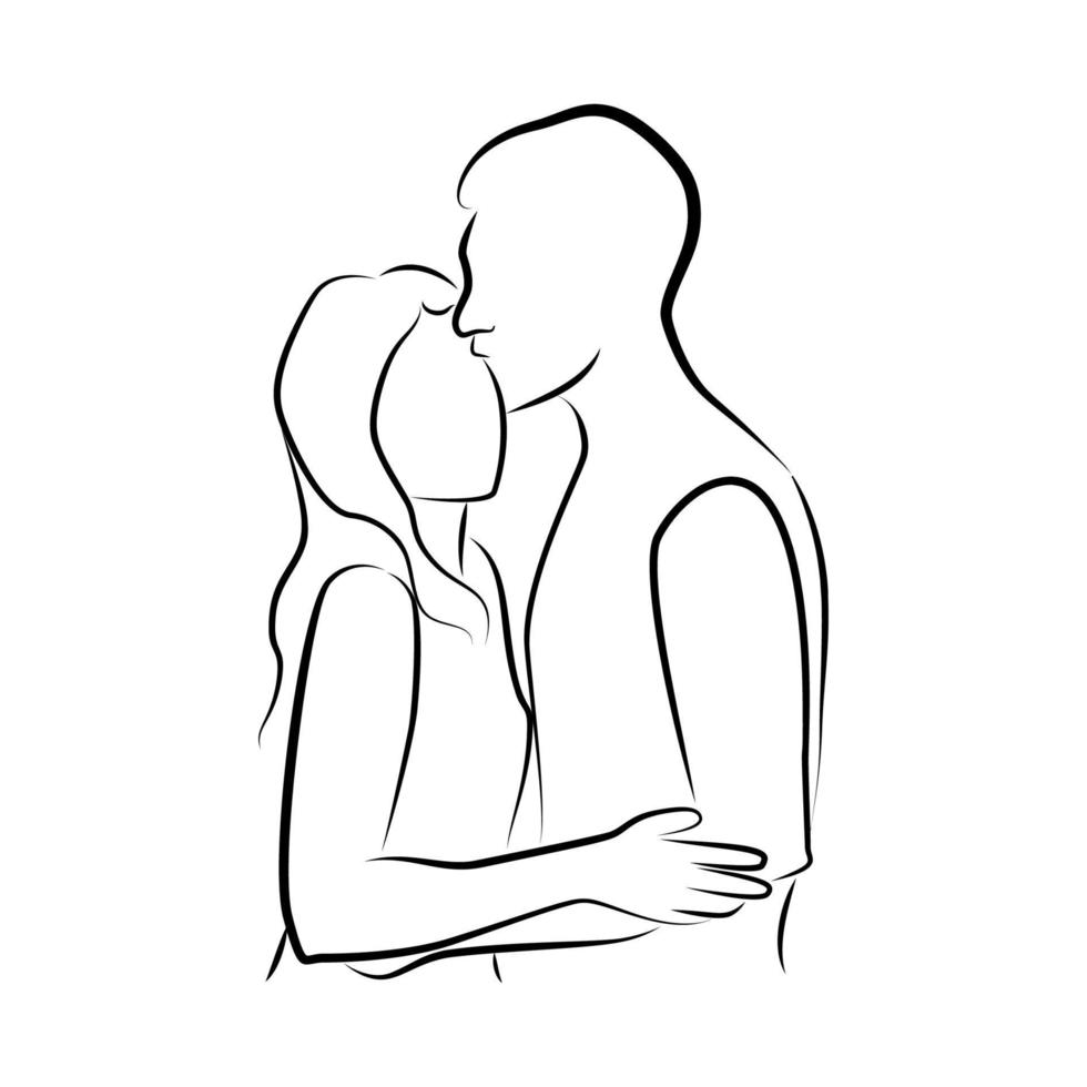 Hugging Lovers in Linear Style vector