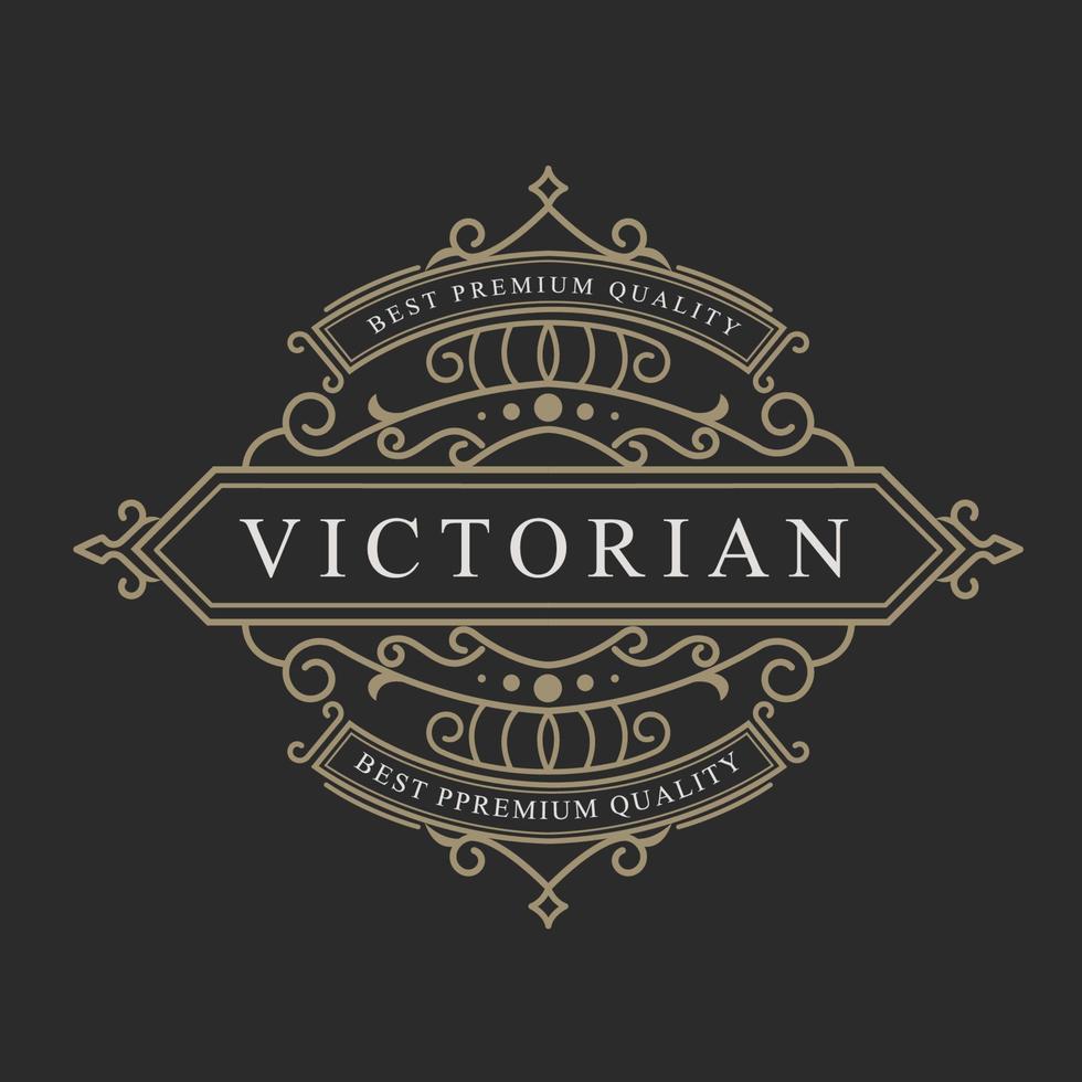 logotipo vintage de lujo elegante floritura línea arte elegante adornos estilo vector plantilla diseño