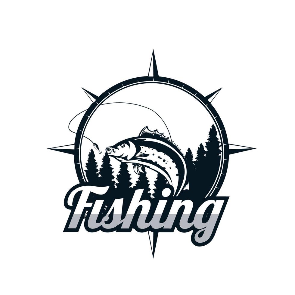 Ilustración de vector de plantilla de diseño de logotipo de pesca