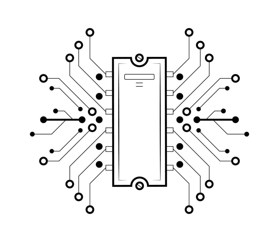 ilustración vectorial de microcircuito lineal vector