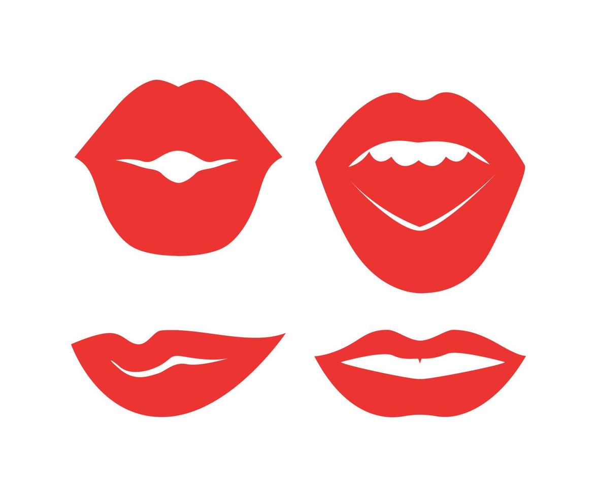 conjunto de labios de mujer con pintalabios rojo vector
