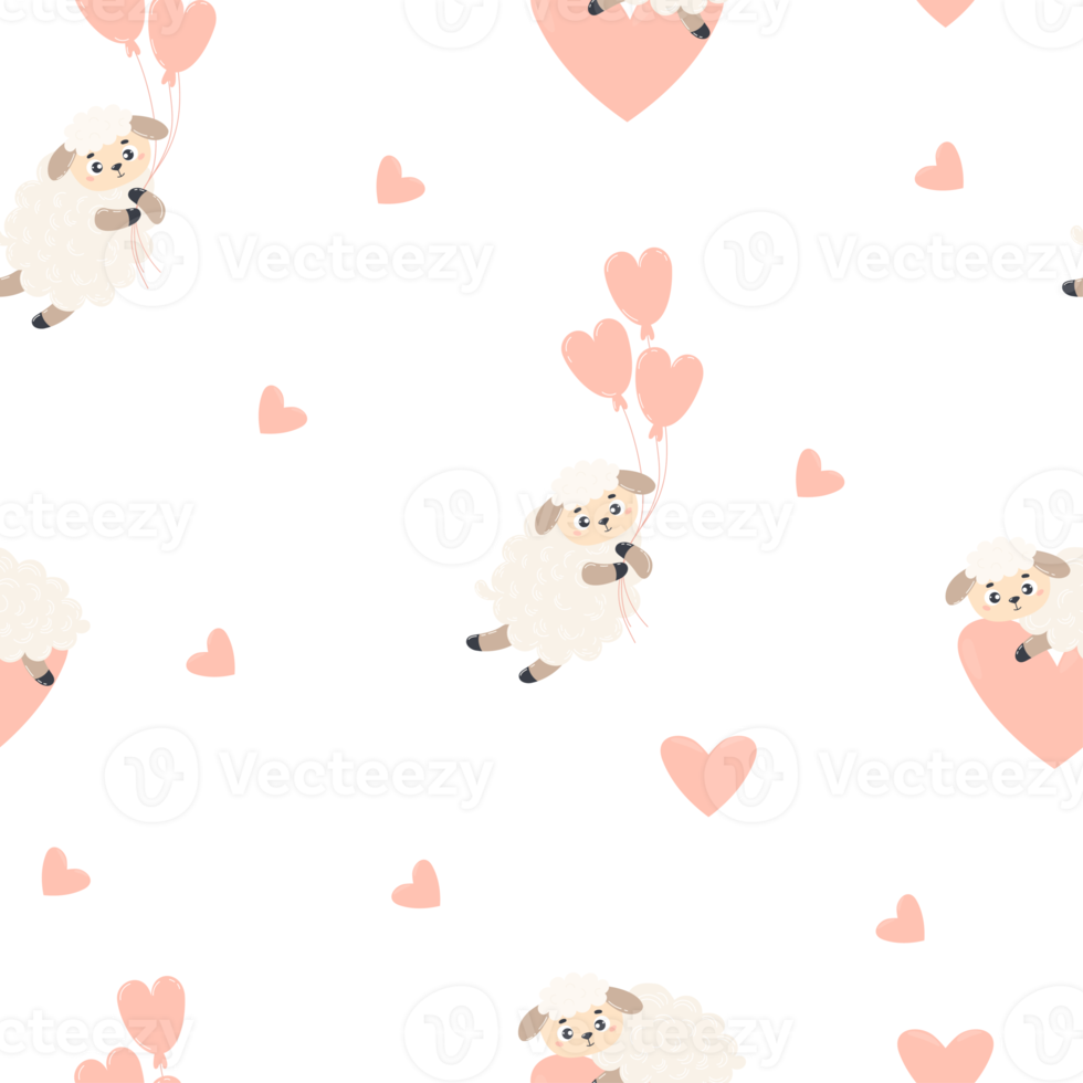 Seamless pattern with cute sheeps png