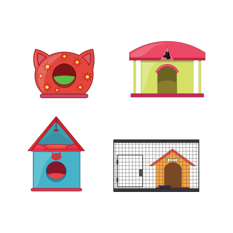 conjunto de casas para mascotas vector