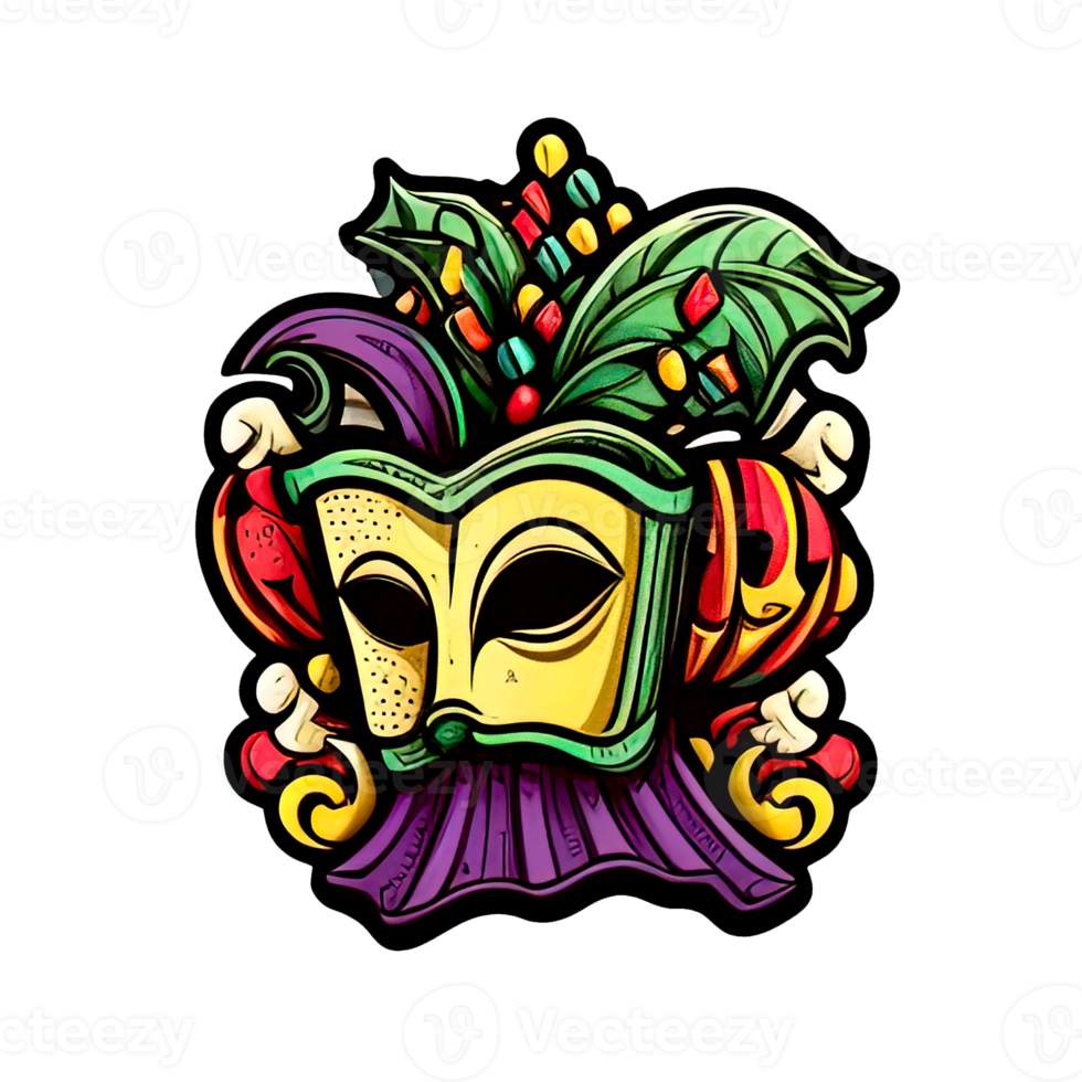 Mask for the Mardi Gras carnaval sticker illustration png