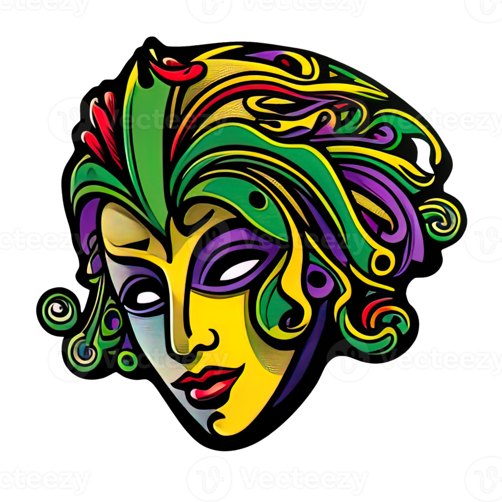 femmina maschera per il mardi gras carnaval etichetta illustrazione png