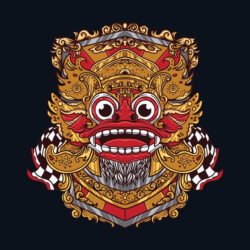 ilustración vectorial de máscara barong balinesa el espíritu protector de bali vector