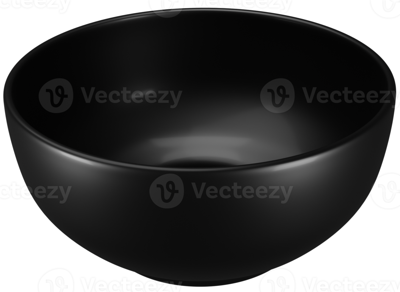 Empty black bowl on white background png