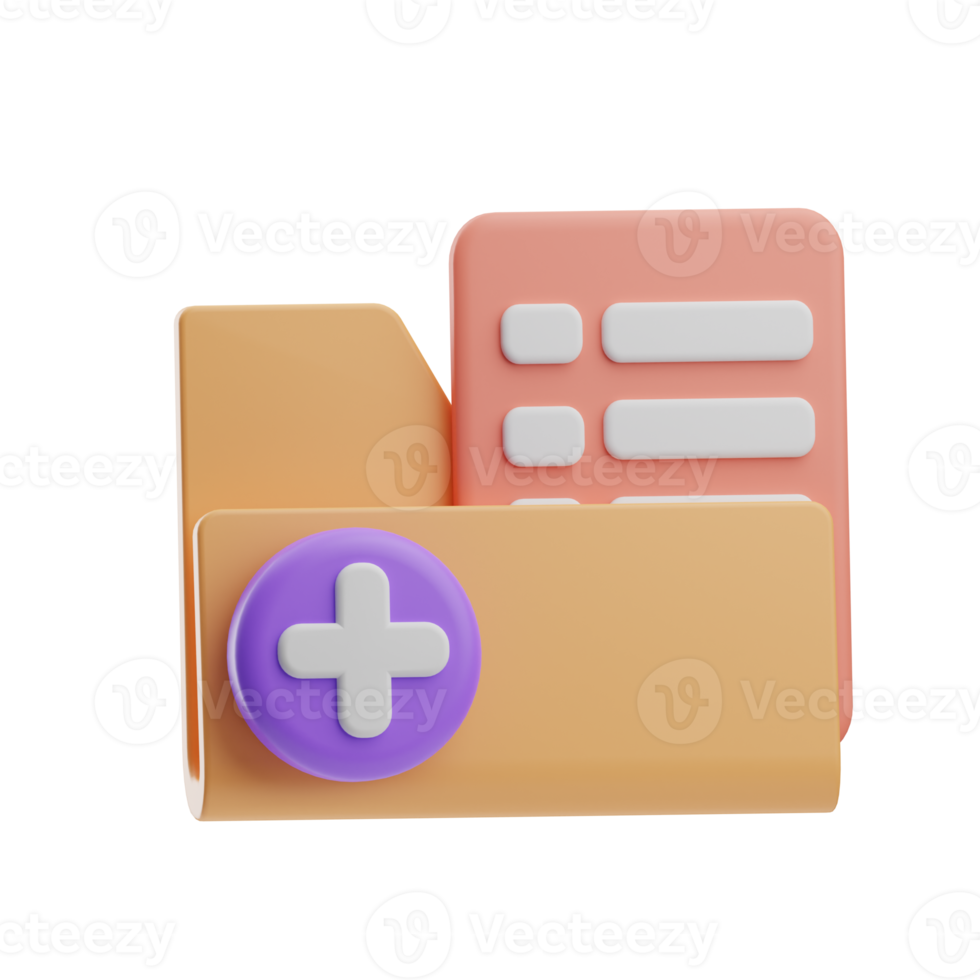 insurance object medical folder illustration 3d png