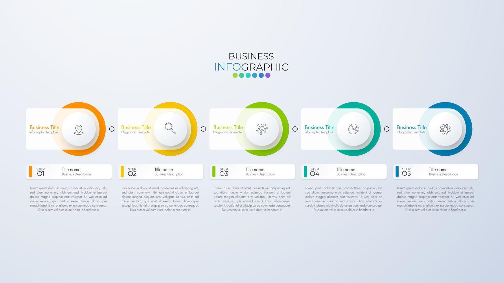 Modern infographic Timeline template can be used for workflow layout, diagram, number options, web design. Infographic business concept with 5 option, parts, steps or processes. vector