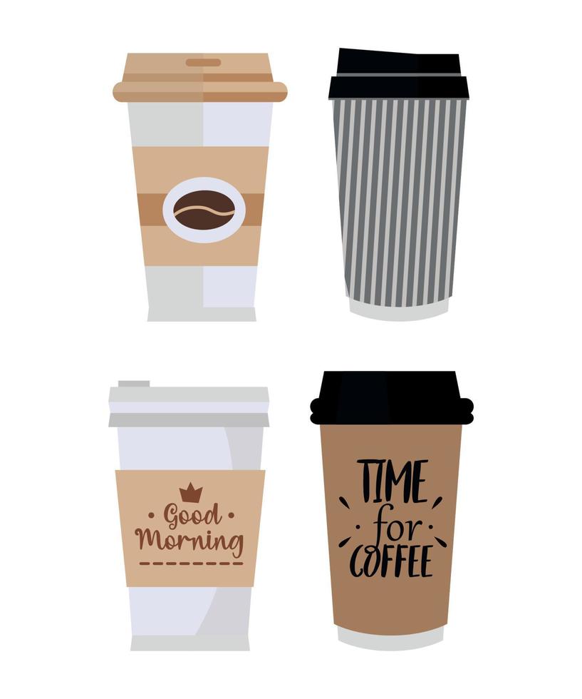 Set of Disposable Coffee Cups vector