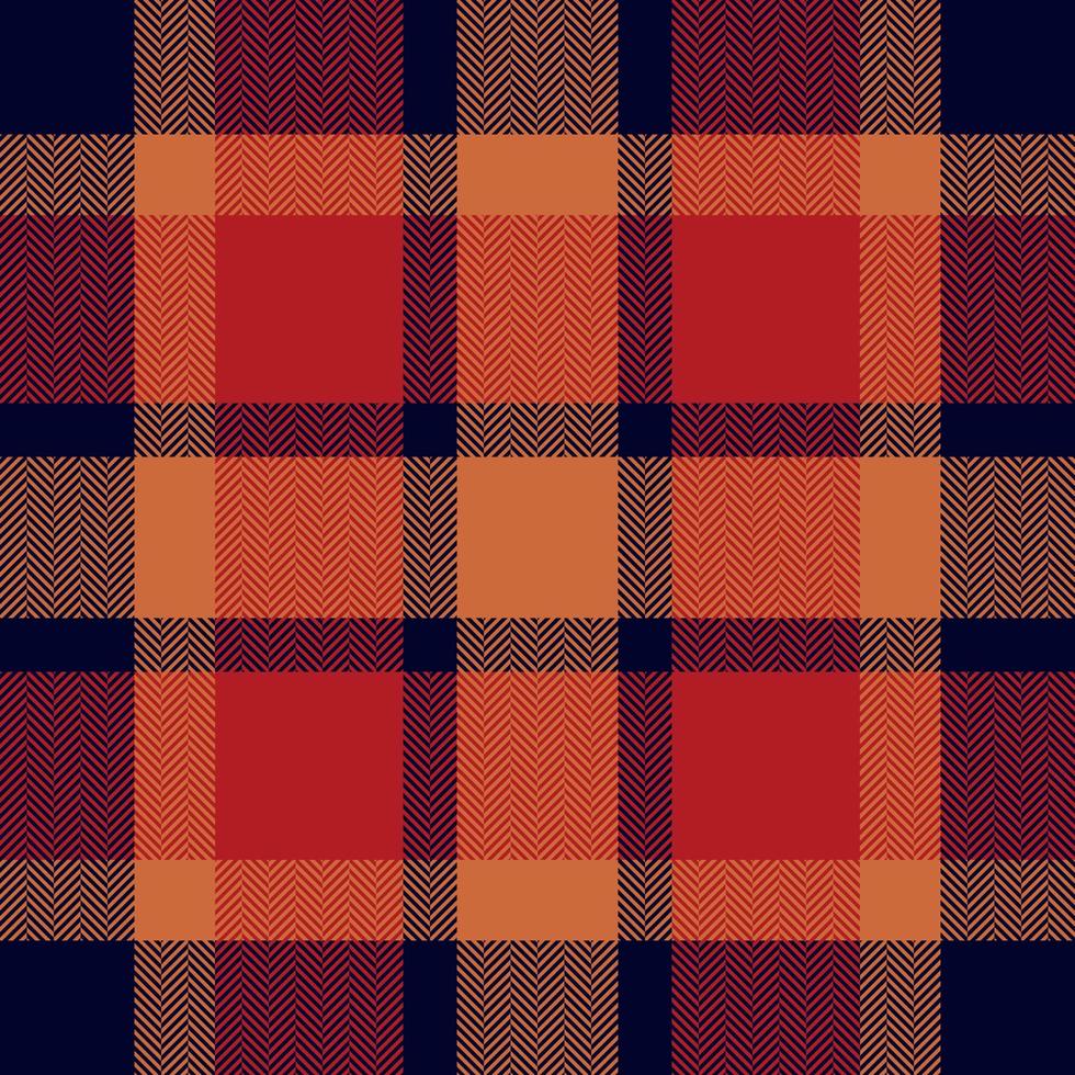 Plaid check pattern in orange and red colors. Seamless fabric texture. Tartan textile print. vector